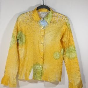 She's All That Button Up Yellow Blouse SZ Medium
